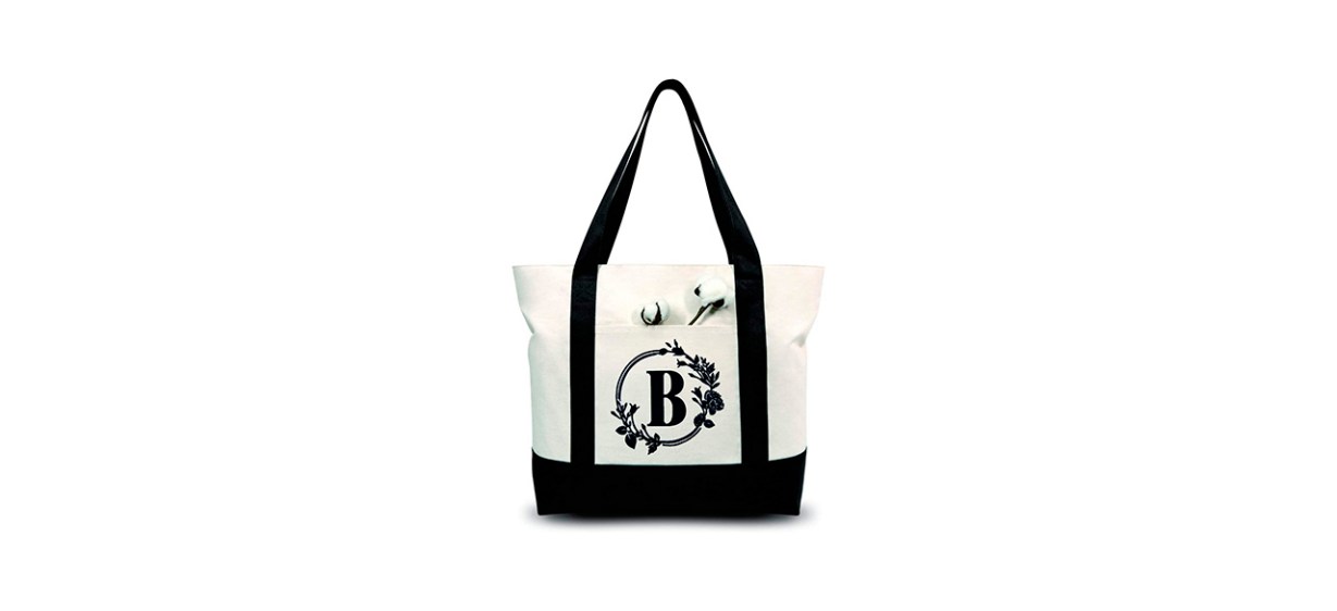 Best TopDesign Embroidery Initial Canvas Tote Bag Best TopDesign Embroidery Initial Canvas Tote Bag