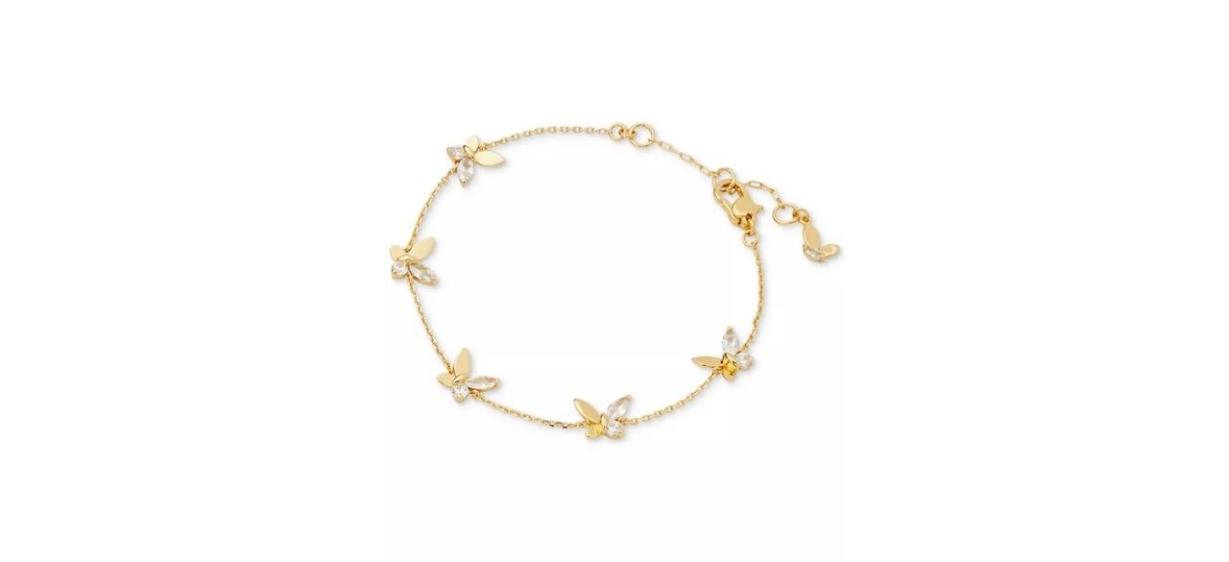 Kate Spade Gold-Tone Crystal Social Butterfly Station Bracelet Kate Spade Gold-Tone Crystal Social Butterfly Station Bracelet