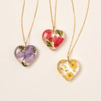 Tulianna and Alejandra Garces Birth Month Flower Heart Necklace