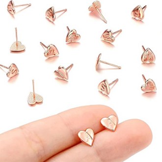 Turandoss Heart Initial Stud Earrings 