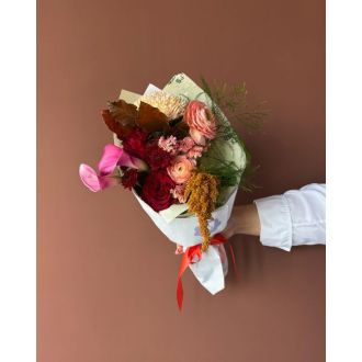 JJs Flower Shop Petite Autumn Wrapped Bouquet