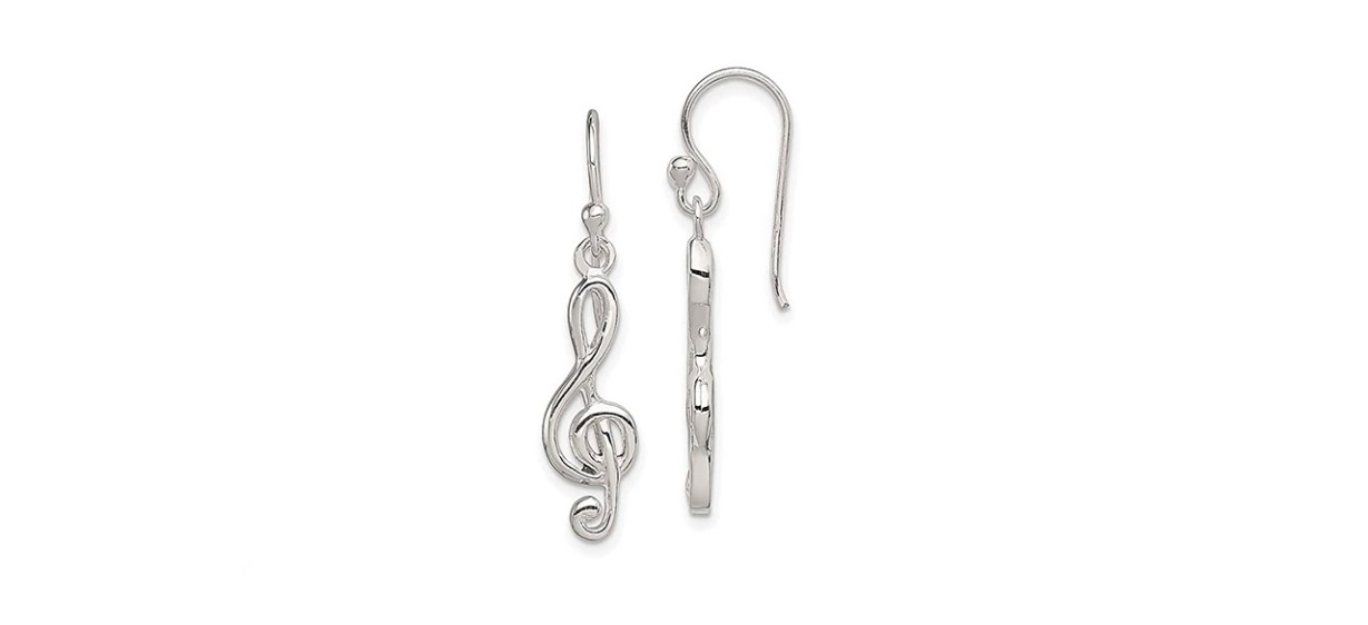 Best Ice Carats Sterling Silver Treble Clef Earrings