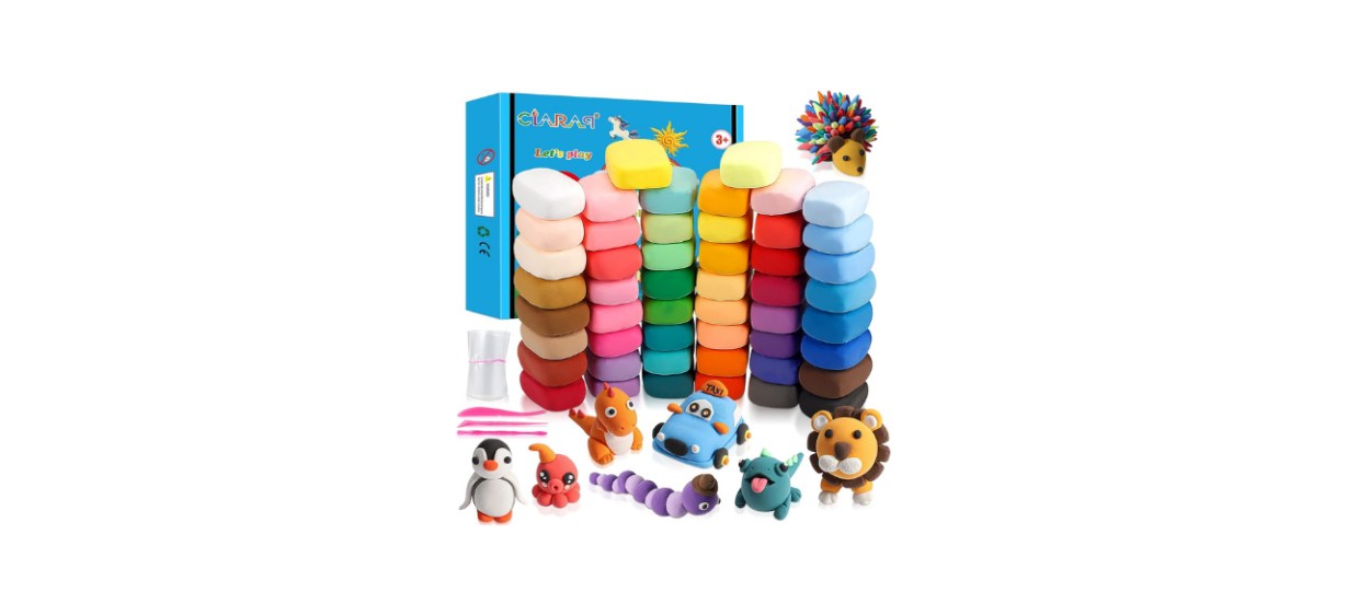 CiaraQ Modeling Clay Kit - 50 Colors Air Dry Ultra Light Clay, Safe &amp; Non-Toxic, Great Gift for Kids.