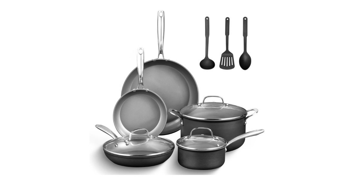 Granitestone 13 Pc Ceramic Pots and Pans Set Non Stick on white background