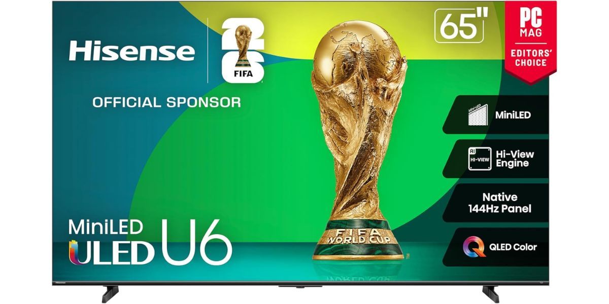 Hisense 65&quot; Class U6 Series Mini-LED 4K UHD Smart Fire TV on white background