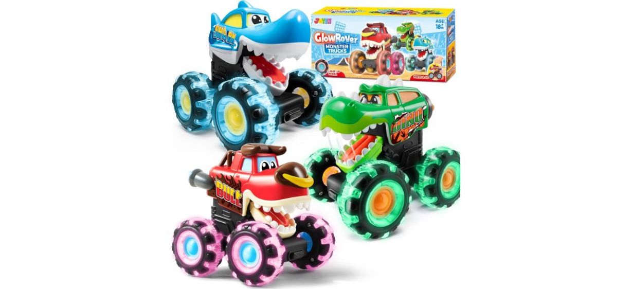 JOYIN Monster truck toys on white background