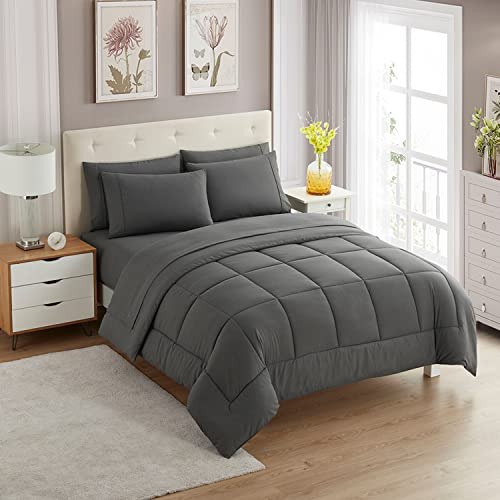 Sweet Home Collection 7-Piece Solid Color Comforter &amp; Sheet Set