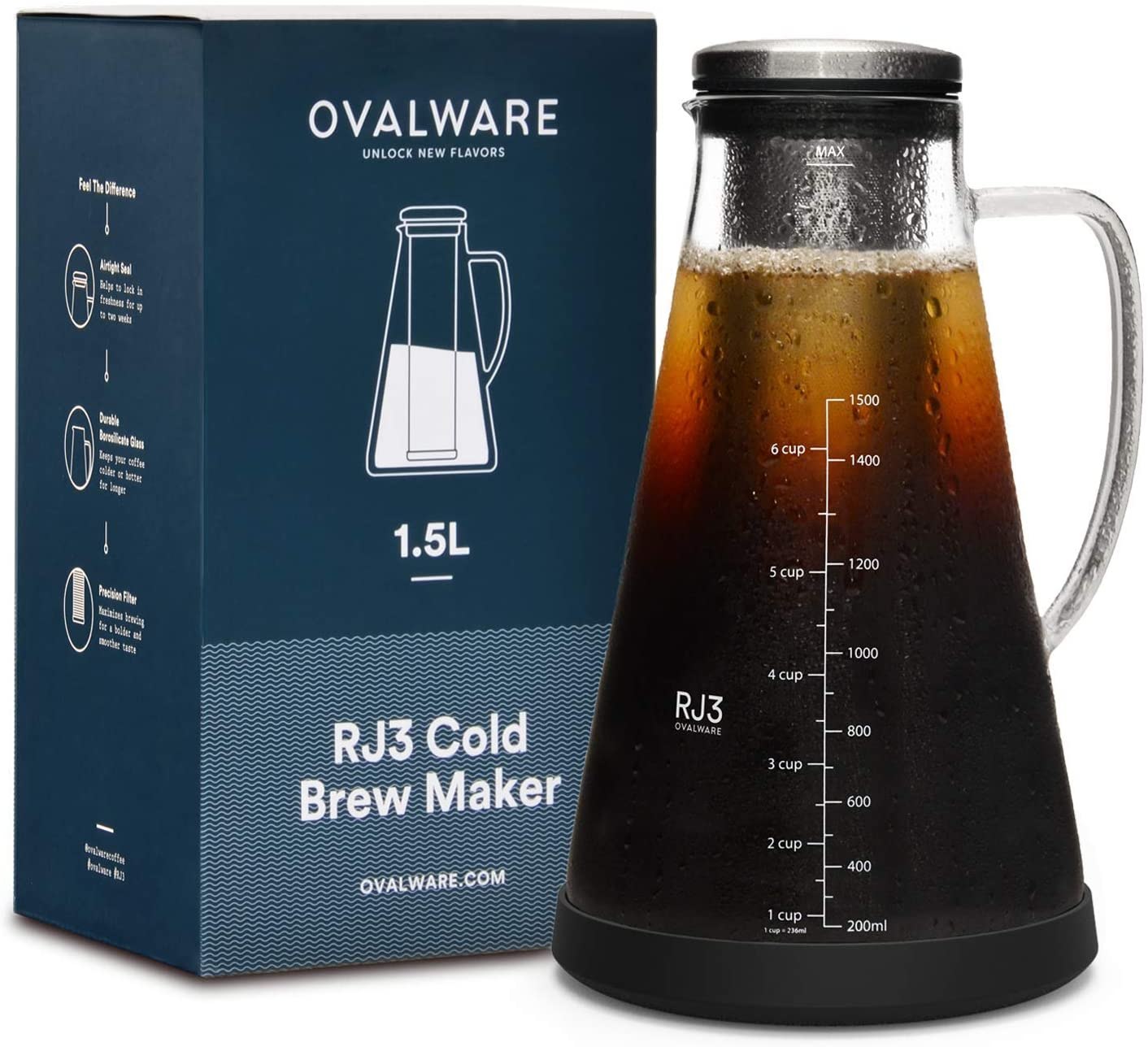 Airtight Cold Brew Iced Coffee Maker (&amp; Iced Tea Maker) with Spout